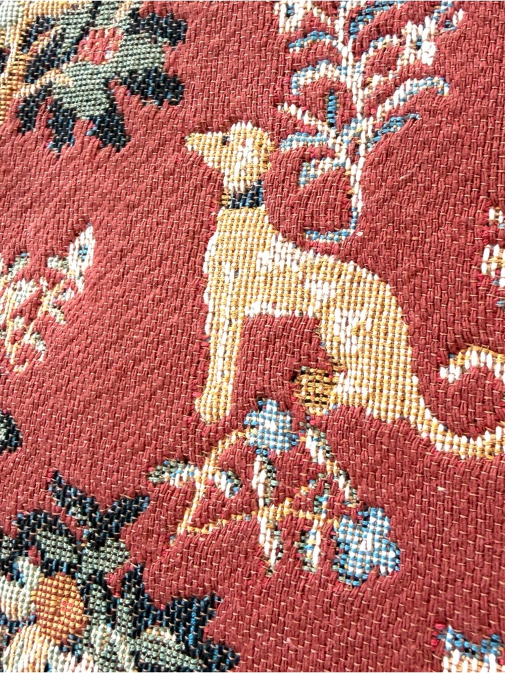 LADY AND UNICORN [ Vintage Rare]  Tapestry Wall Hanging Woven Fabric 39X28” - Picture 6 of 11